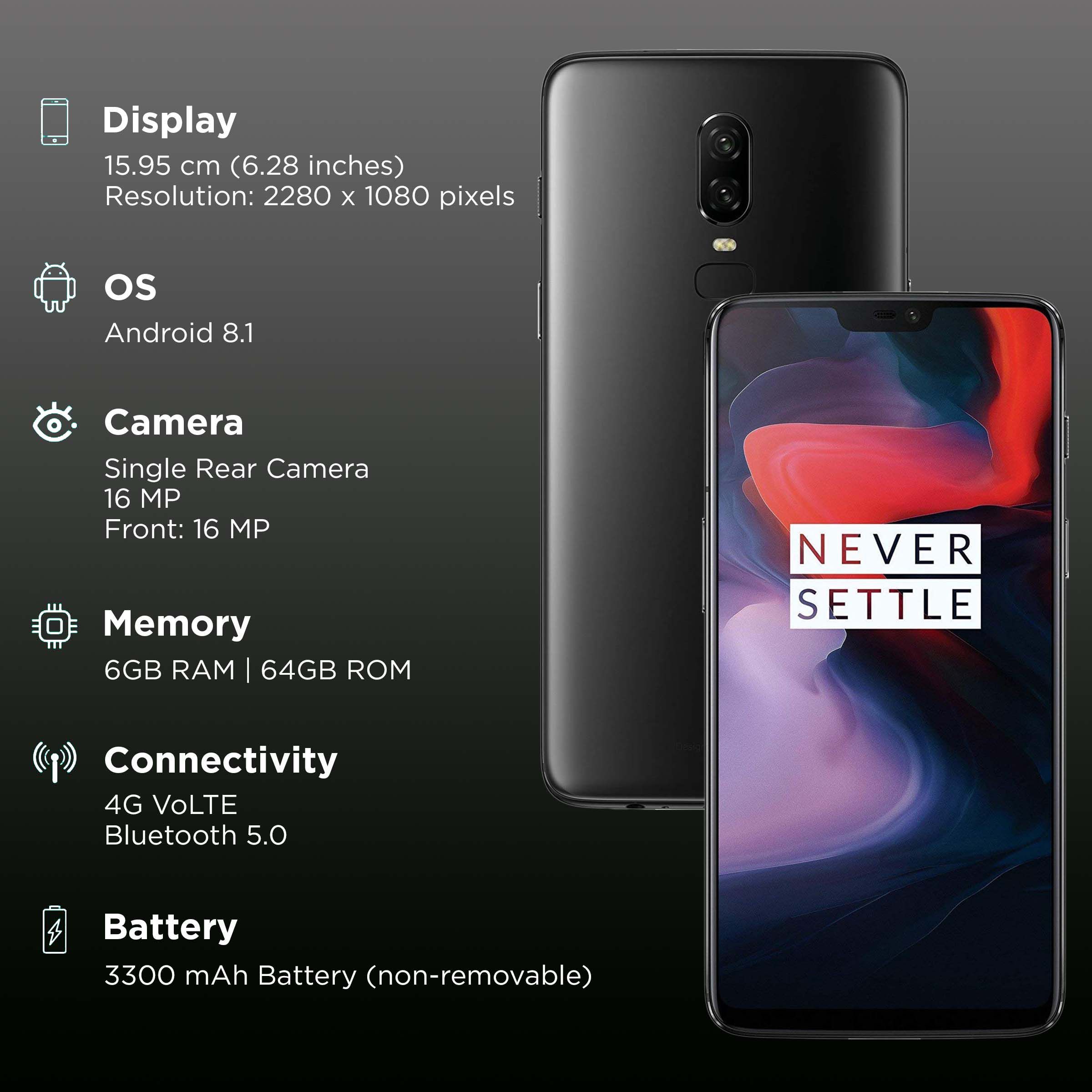 ANDROID - Oneplus6 ミラーブラック 6GB/64GB OnePlus 6 Mirror Black 6GB/64GB 6.28